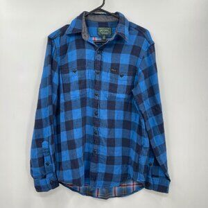 Polo Country Ralph Lauren Plaid Flannel Shirt Blue Black Men's Medium